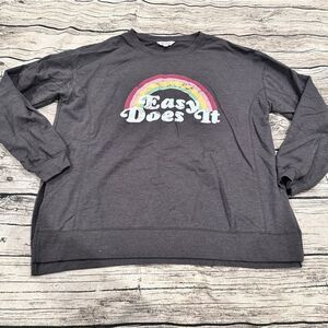 Wildfox Heather Gray Tunic Length Long Sleeved Top With Weathered Graphic Size M